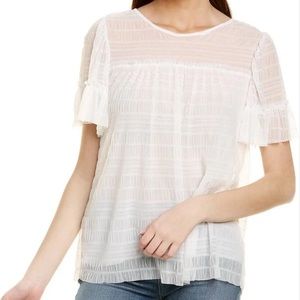 Max Studio Mesh Lace Blouse in Ivory